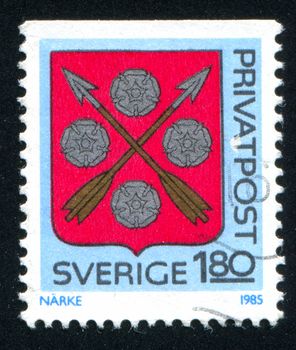 SWEDEN - CIRCA 1985: stamp printed by Sweden, shows Narke Arms, circa 1985