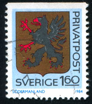 SWEDEN - CIRCA 1984: stamp printed by Sweden, shows Sodermanland Arms, circa 1984