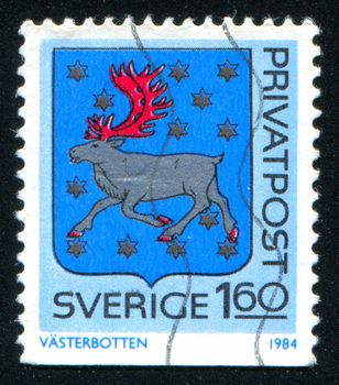 SWEDEN - CIRCA 1984: stamp printed by Sweden, shows Vasterbotten Arms, circa 1984
