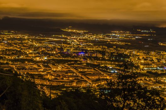 Pamplona city at night in Spain.