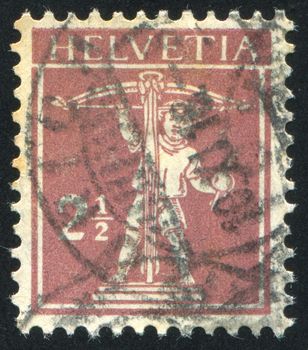 SWITZERLAND - CIRCA 1909: stamp printed by Switzerland, shows William Tell���s Son, circa 1909