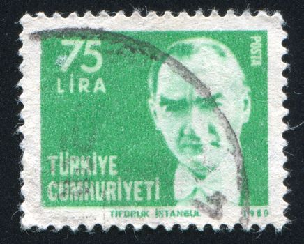 TURKEY - CIRCA 1980: stamp printed by Turkey, shows president Kemal Ataturk, circa 1980.