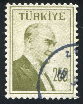 TURKEY - CIRCA 1972: stamp printed by Turkey, shows president Kemal Ataturk, circa 1972.