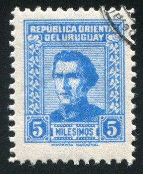 URUGUAY - CIRCA 1939: stamp printed by Uruguay, shows Jose Gervasio Artigas, circa 1939