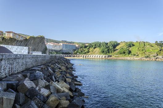 Looking at the foreshore close to Getaria city in Spain..