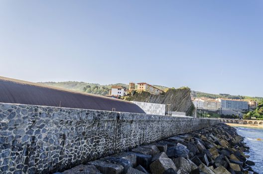 Looking at the foreshore close to Getaria city in Spain..