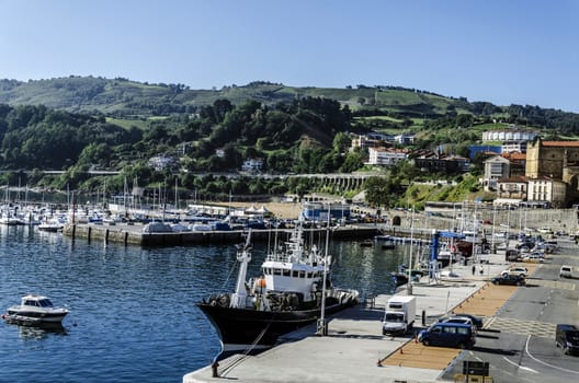 View at the docks of Getaria city in Spain.