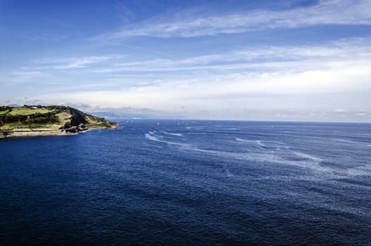 Beautiful view at the Atlantic ocean in Getaria city, Spain.