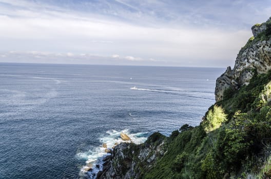 Beautiful view at the Atlantic ocean in Getaria city, Spain.