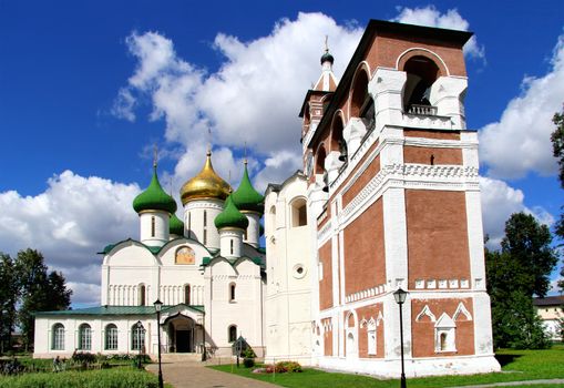 Transfiguration Cathedral and bell tower in Monastery of Saint Euthymius, Suzdal, Russia
