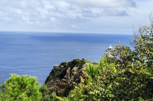 Beautiful view at the Atlantic ocean in Getaria city, Spain.