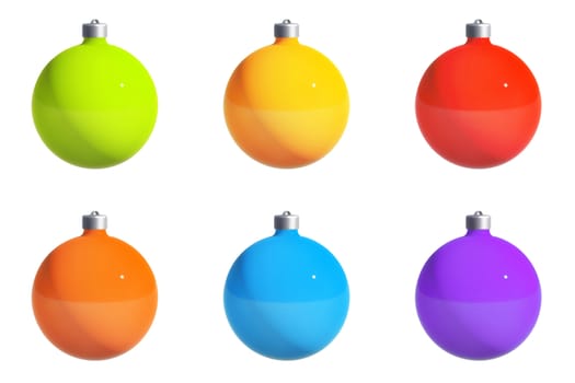 Colorful Christmas / New Year's ornaments isolated on white. Paths included.