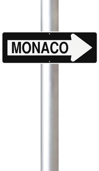 A modified one way sign indicating Monaco