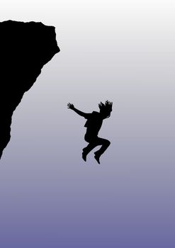 Illustration of a person base jumping