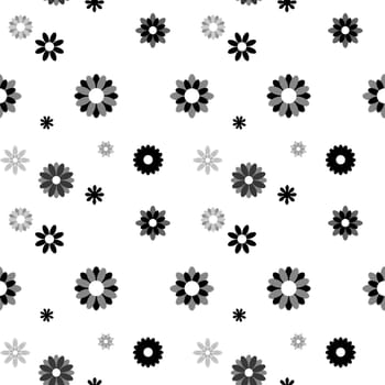 Illustration of monochrome flowers seamless background