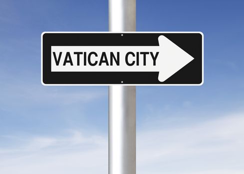 A modified one way sign indicating Vatican City