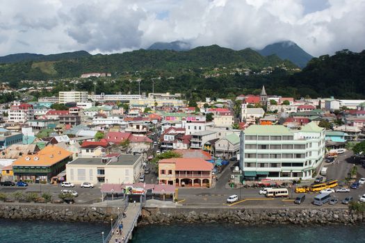 Panorama of Roseau, Dominica, Caribbean