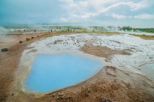 Geothermal activity with hot springs landscape, Iceland