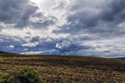 Looking at the Navarra's fields in Spain. With incredible sky and colors.