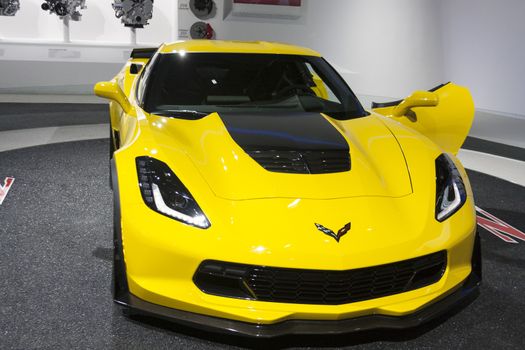DETROIT - JANUARY 26 :The new 2015 Corvette Stingray Z06 supercar at The North American International Auto Show January 26, 2014 in Detroit, Michigan.