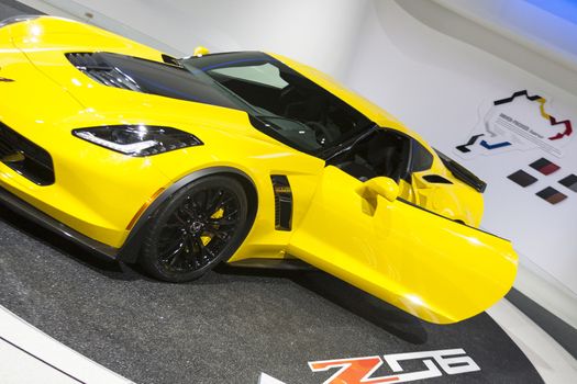 DETROIT - JANUARY 26 :The new 2015 Corvette Stingray Z06 supercar at The North American International Auto Show January 26, 2014 in Detroit, Michigan.