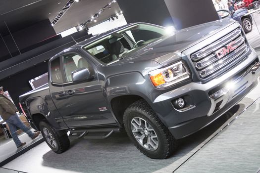 DETROIT - JANUARY 26 :The new 2015 GMC Canyon truck at The North American International Auto Show January 26, 2014 in Detroit, Michigan.