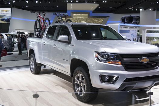 DETROIT - JANUARY 26 :The new 2015 Chevrolet Colorado truck at The North American International Auto Show January 26, 2014 in Detroit, Michigan.