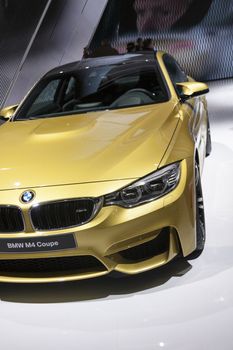 DETROIT - JANUARY 26 :The new 2015 BMW M4 coupe at The North American International Auto Show January 26, 2014 in Detroit, Michigan.