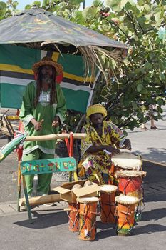 ROSEAU, DOMINICA - December 2013: Typical caribbean reggae musician on December 03, 2013 in Roseau, Dominica