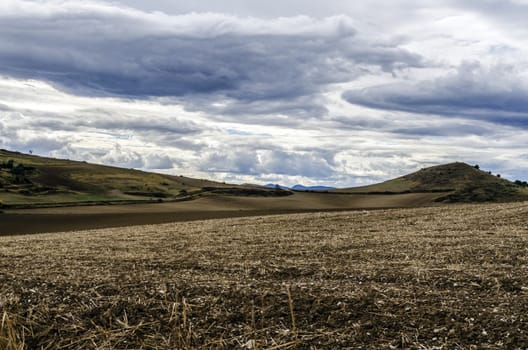 Looking at the Navarra's fields in Spain. With incredible sky and colors.