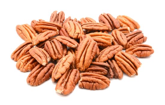 Whole pecan nuts, isolated on a white background