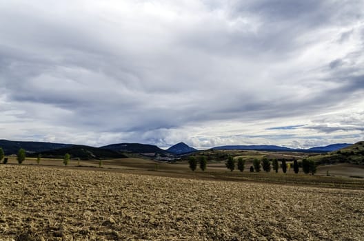Looking at the Navarra's fields in Spain. With incredible sky and colors.