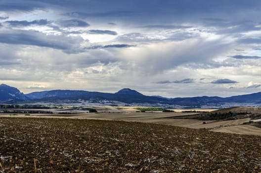 Looking at the Navarra's fields in Spain. With incredible sky and colors.