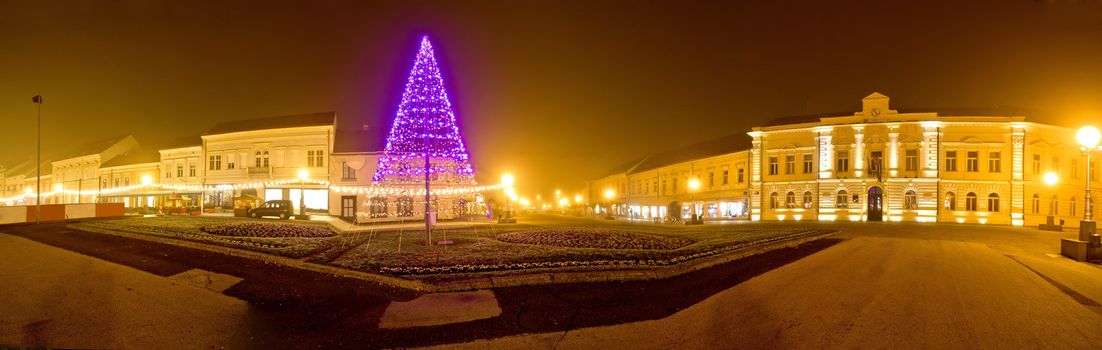 Koprivnica town center christmas panorama, Podravina, Croatia