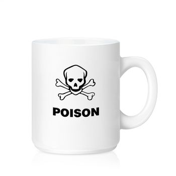 White ceramic mug with poison sign, Isolated on a white, Idea about don't touch my mug. (with clipping work path)