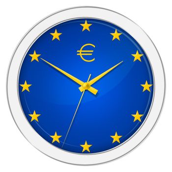 Euro wall clock over the white background