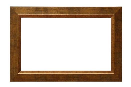 simple  old wood  picture frame isolated on white background