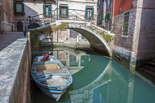 Bridge over a canal in Venice, Italy.