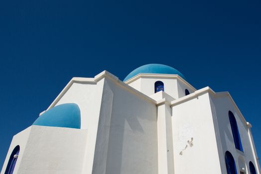 Agios Ioanis Prodromos Church, Ano Mera, Pano Meria Village, Folegandros, Cyclades Islands.Gorgeous blue and white orthodox  church.  These churches are scattered across the tiny island, often in incredibly remote and uninhabited areas of the island. Greece, 2013.