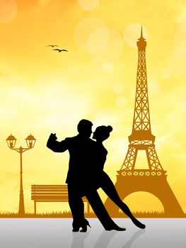 Couple dancing in Paris