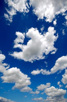 Cumulus cloudscape and a blue sky
