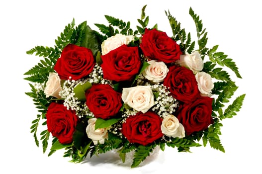 Bouquet of mixed rose flowers. Taken on a white clean background.