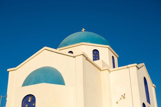 Agios Ioanis Prodromos Church, Ano Mera, Pano Meria Village, folegandros, Cyclades Islands. Gorgeous blue and white orthodox  church.  These churches are scattered across the tiny island, often in incredibly remote and uninhabited areas of the island. Greece, 2013.