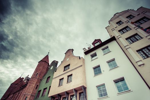 Poland, Gdansk, detail of the houses of the old town.