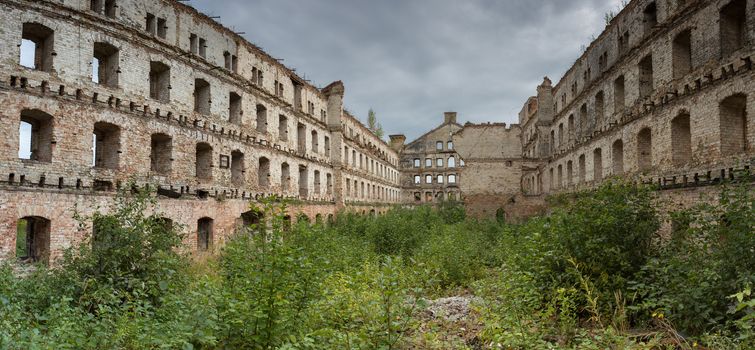 Ruined and abandonned industrial building in Gdansk Shipyard area