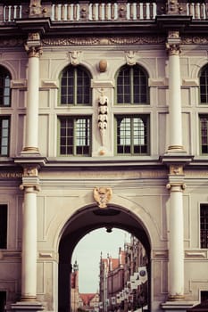 Poland, Gdansk, detail of the houses of the old town.