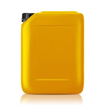 Yellow plastic gallon, jerry can isolated on a white background. (with clipping work path)