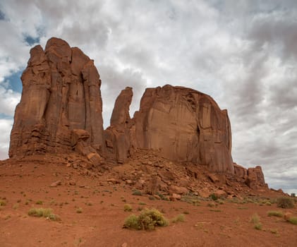 View of monument valley with clouds