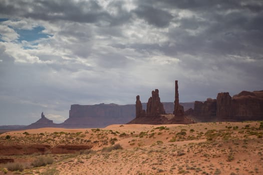 View of monument valley with clouds