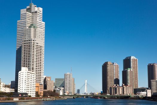 Tokyo city view, Kashidoki district close to the Tsukiji Fish Market.